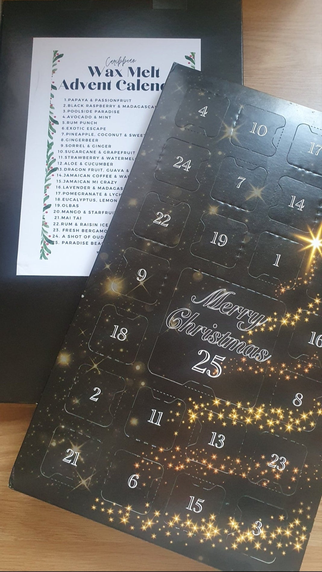 Wax Melt Advent Calendar 25‑Count | Caribbean & Christmas Scents | Soy‑Coconut Wax Sampler Gift