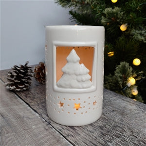 Christmas Scene White Ceramic Burner 12.5cm
