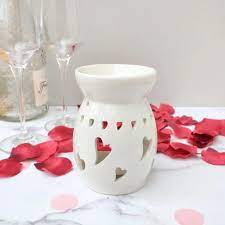 Crafty Hearts Ceramic Wax Melter - White | Pink