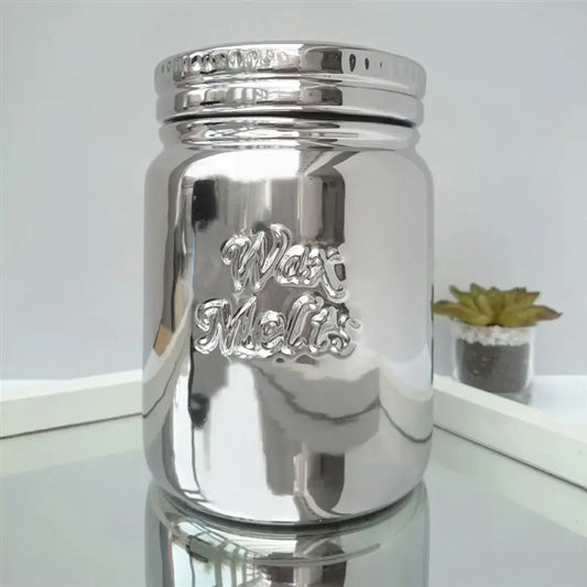 Ceramic Wax Melts Storage Jar - Silver - Melanin Minds