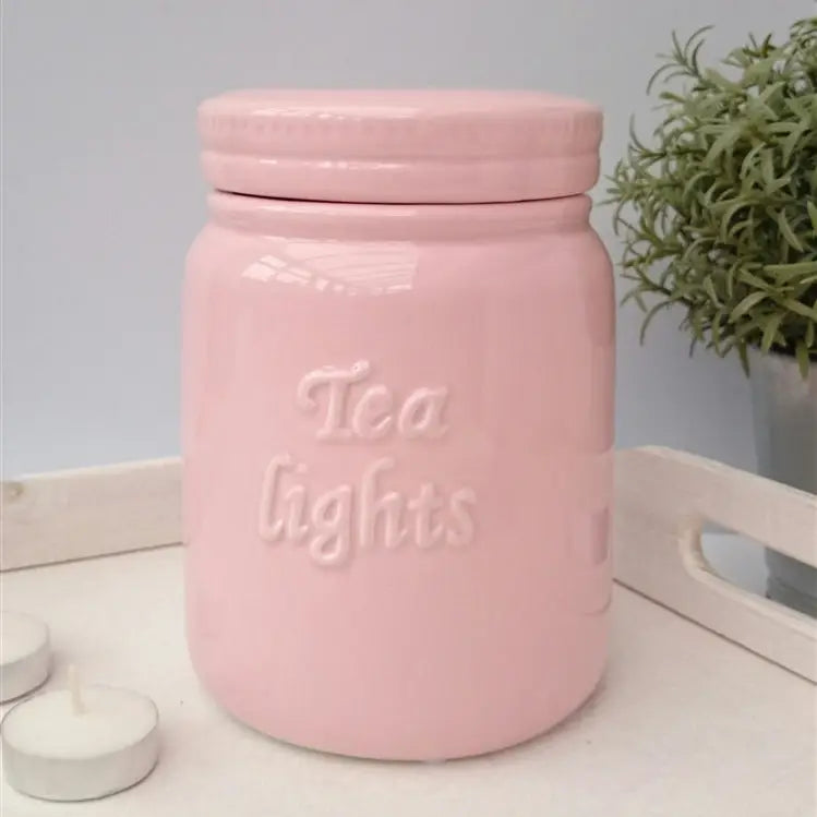 Ceramic Tealights Storage Jar - Pink - Melanin Minds